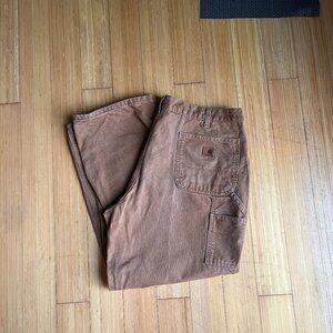 Carhartt Loose Straight Washed Duck Brown Dungaree size 40x30